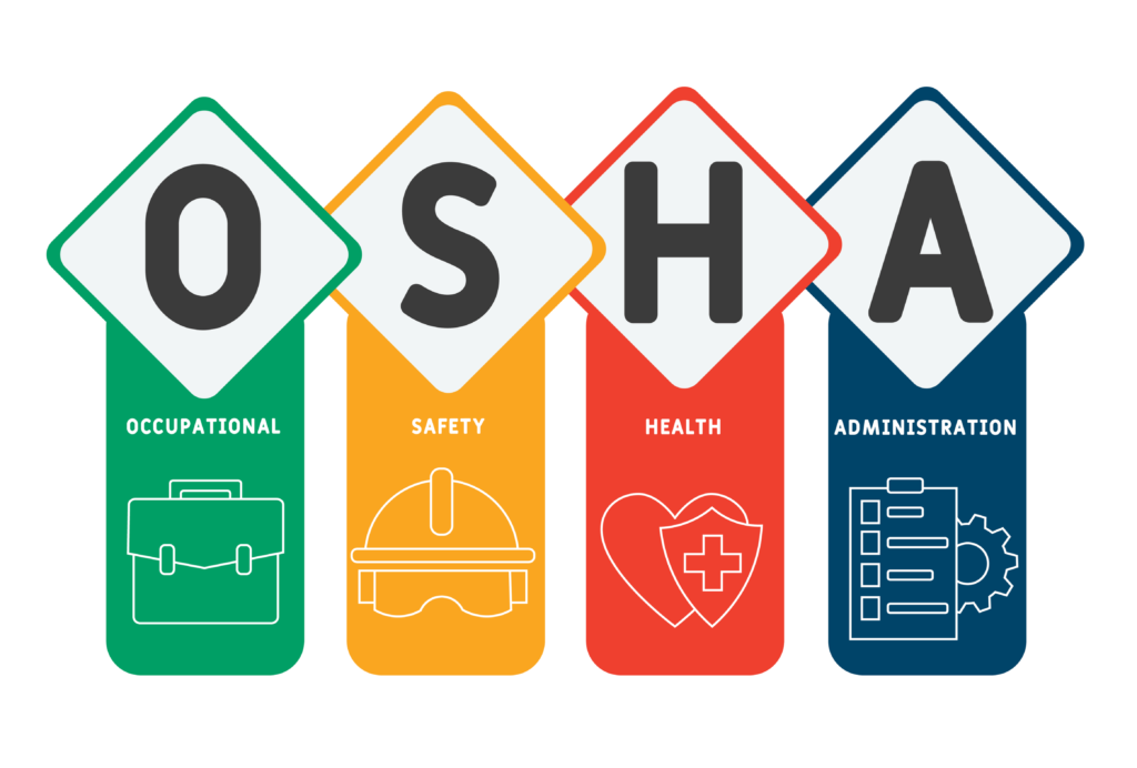 A series of four signs that say osha.